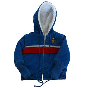 Vintage 70s Winnie the Pooh Disney Sears Toddler Medium Hooded Sherpa Jacket